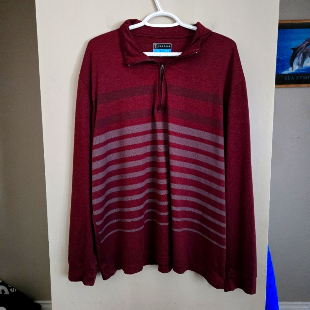 5 for $25 PGA Men's Golf Shirt Burgundy Striped Sweater XL
